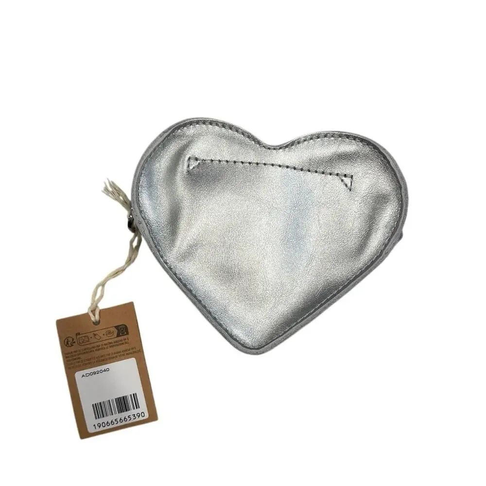 Dr. Marten Mini Silver Metallic Leather Heart Shaped Bag NWT Silver Chain Strap